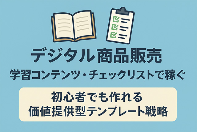 学習コンテンツ・チェックリストで稼ぐデジタル商品販売｜初心者でも作れる価値提供型テンプレート戦略